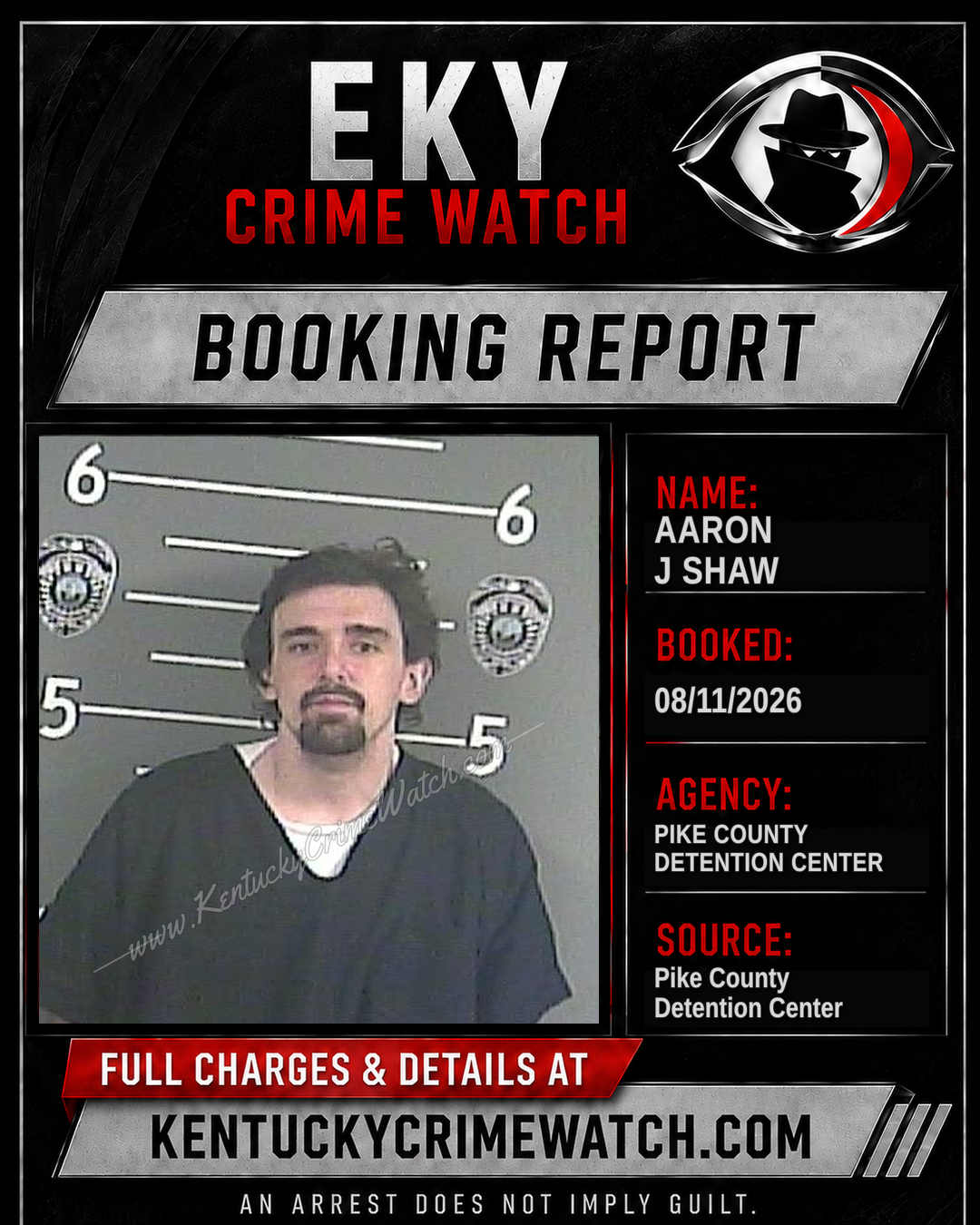 AARON J SHAW booking report card
