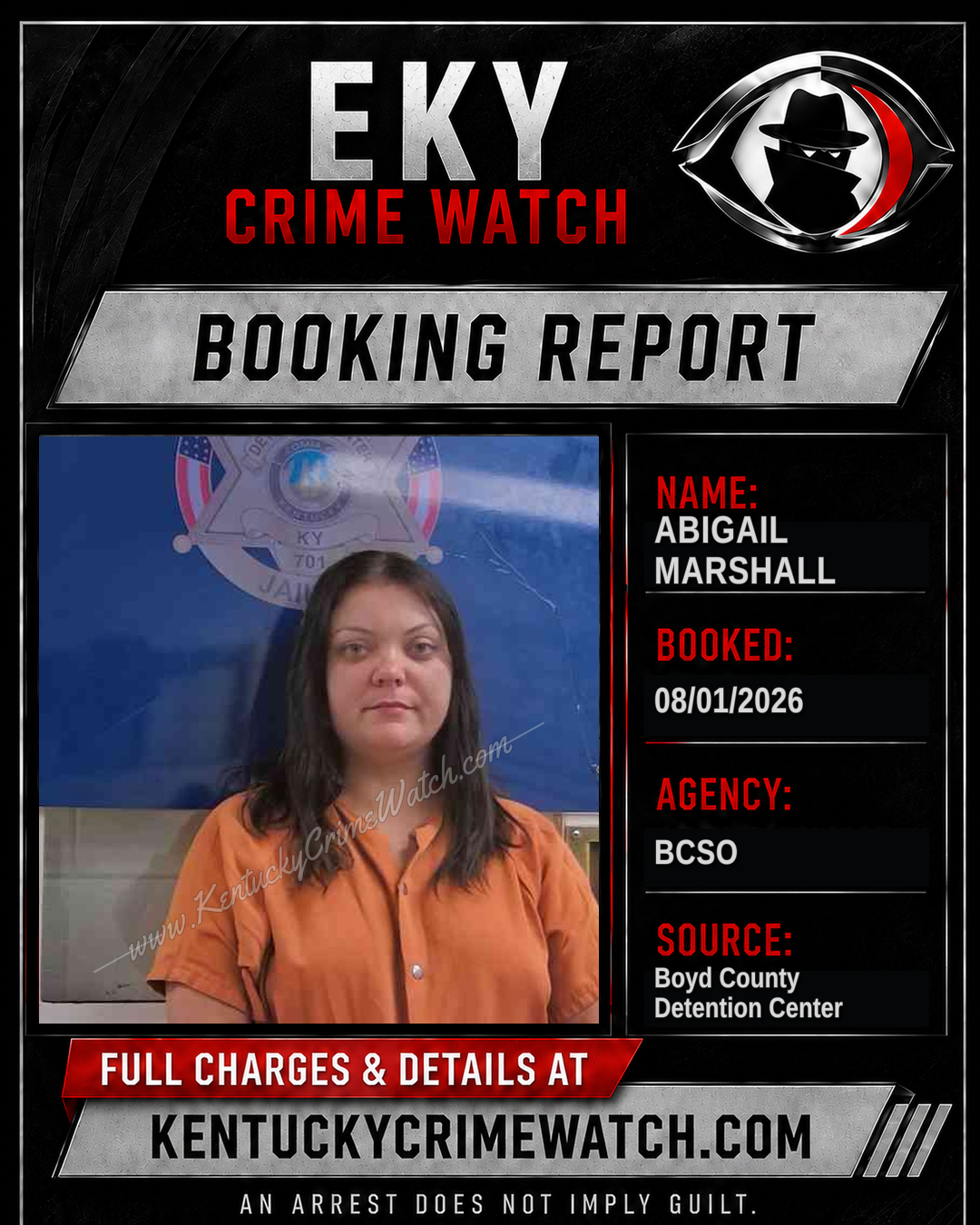 ABIGAIL MARSHALL booking report card