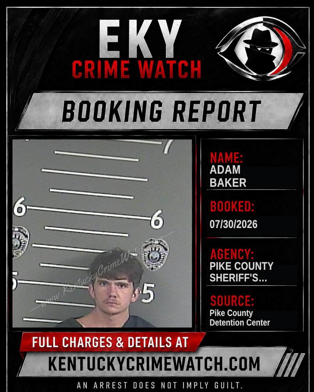 ADAM BAKER booking report card