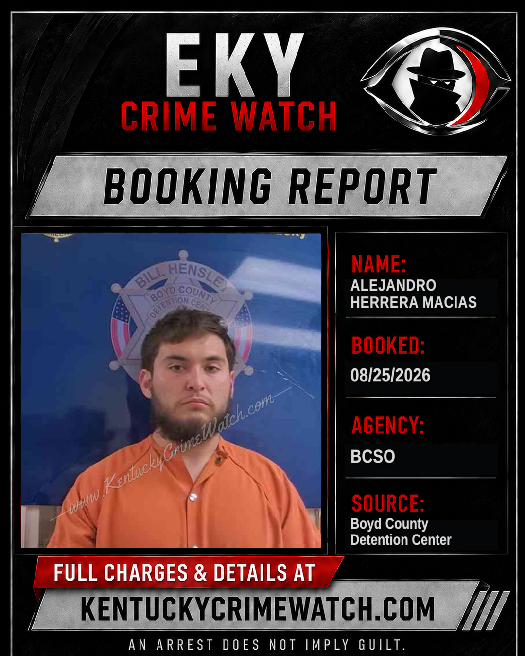 ALEJANDRO HERRERA MACIAS booking report card