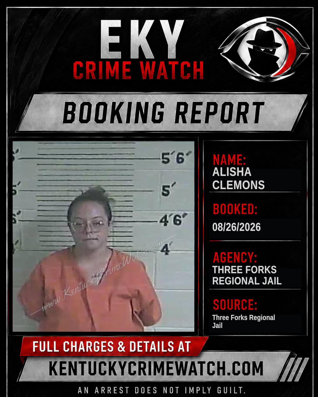 Alisha Clemons booking report card