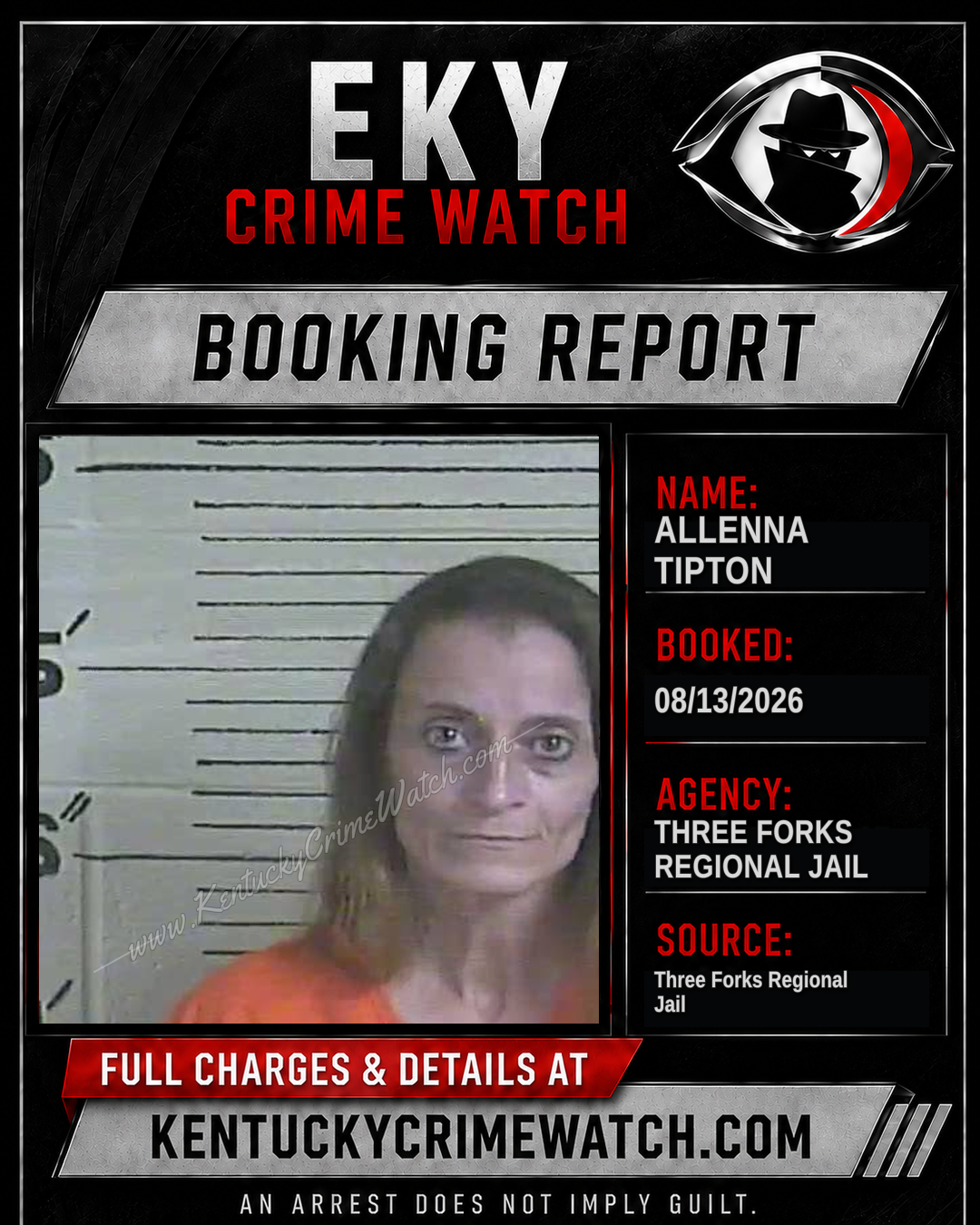 Allenna Tipton booking report card