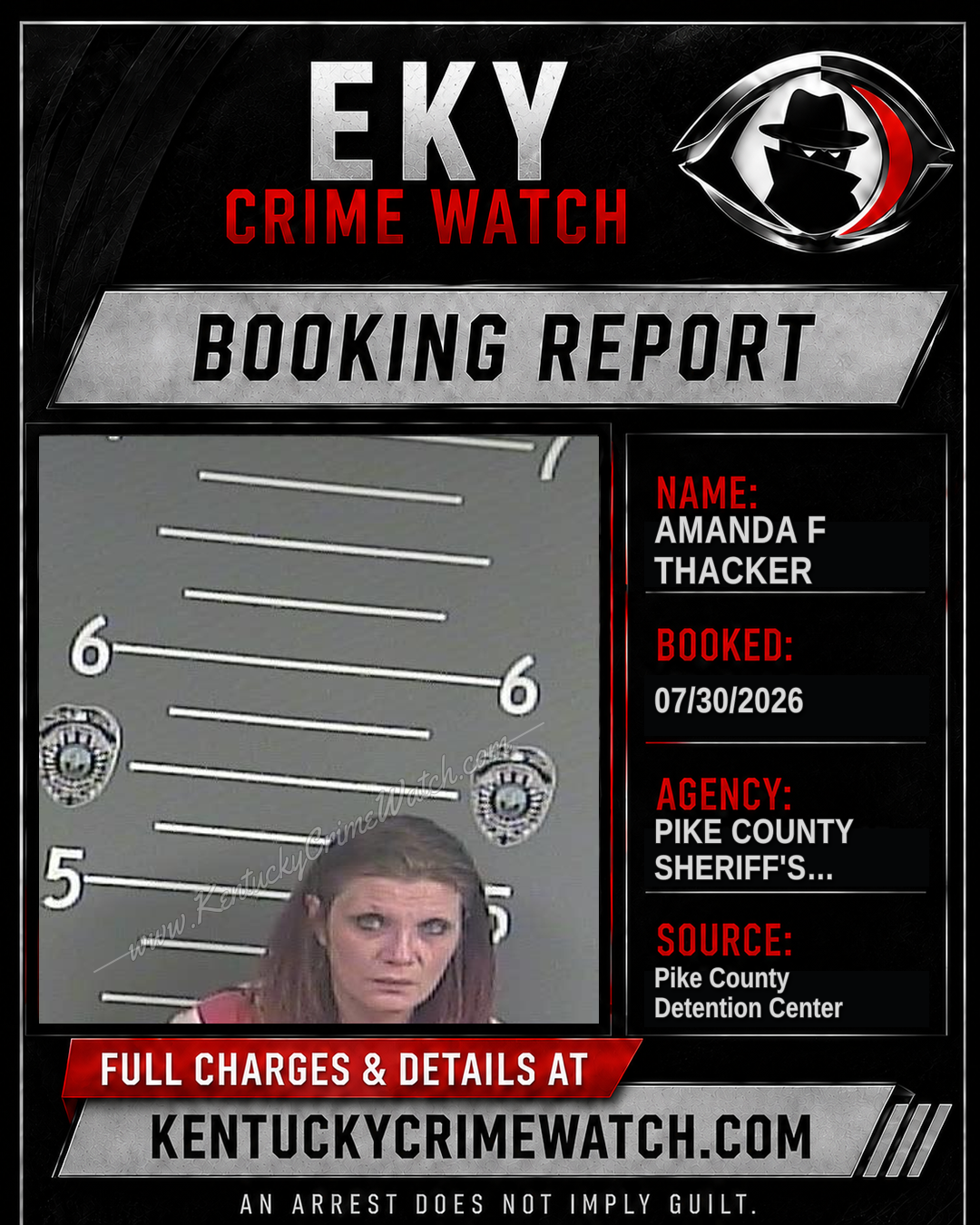 AMANDA F THACKER booking report card