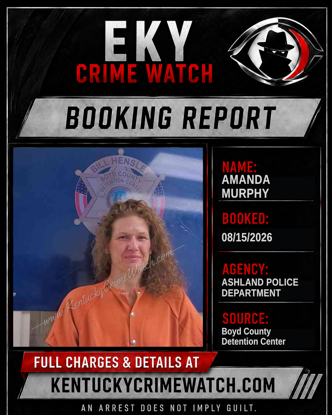 AMANDA MURPHY booking report card
