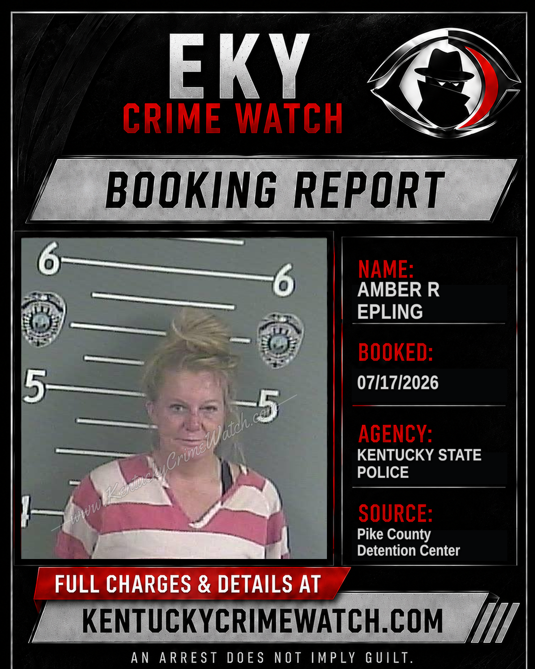 AMBER R EPLING booking report card