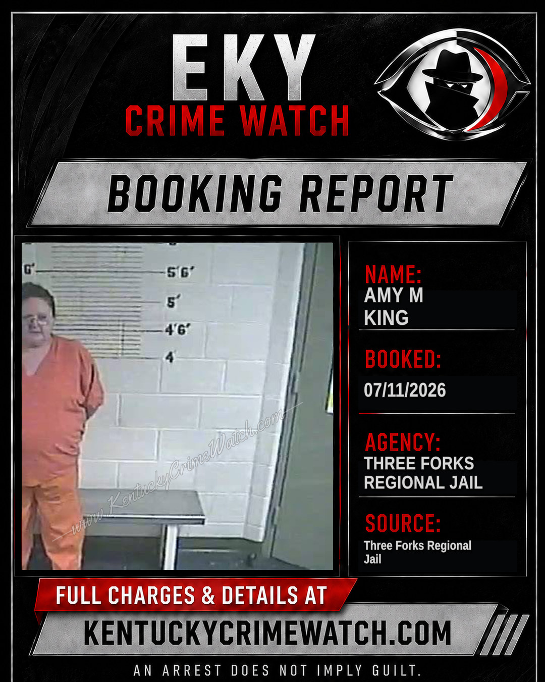 Amy M King booking report card