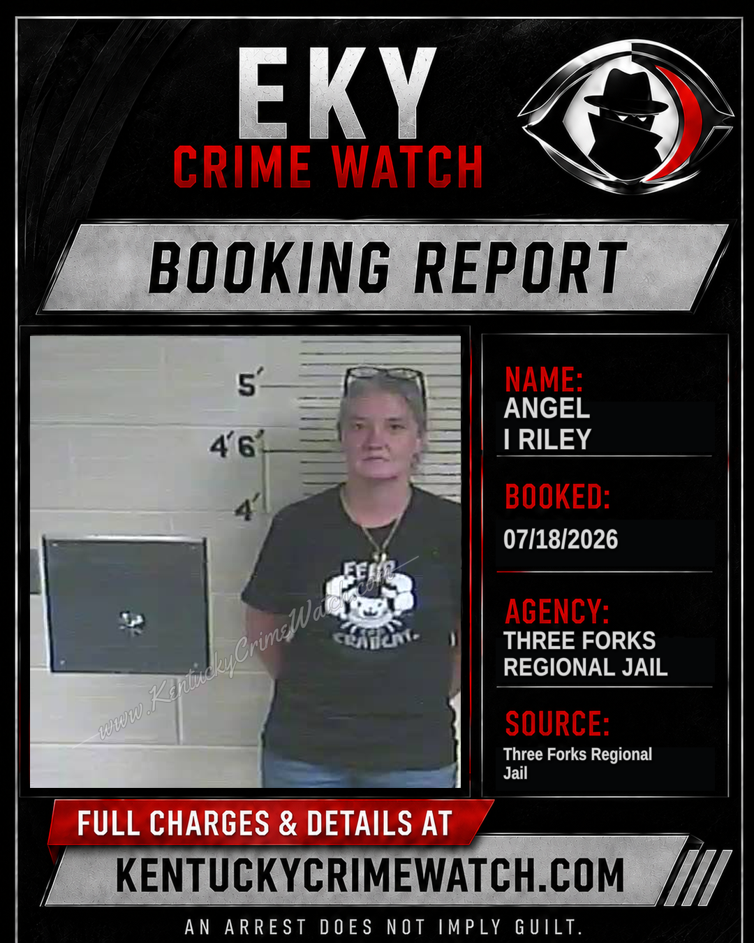 Angel I Riley booking report card
