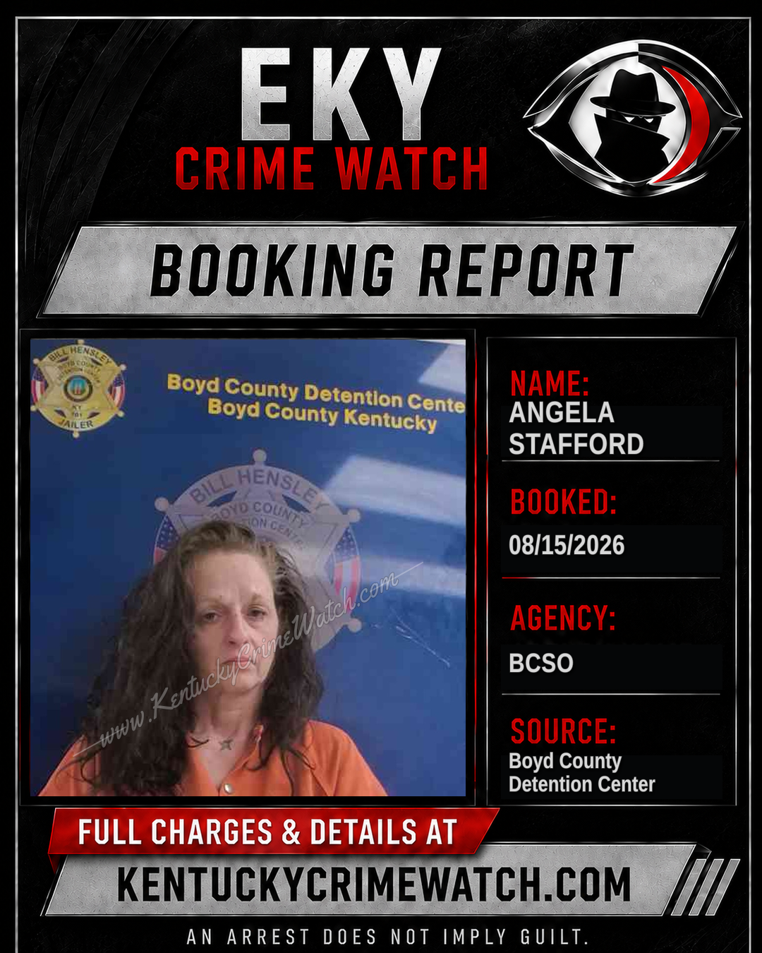 ANGELA STAFFORD booking report card
