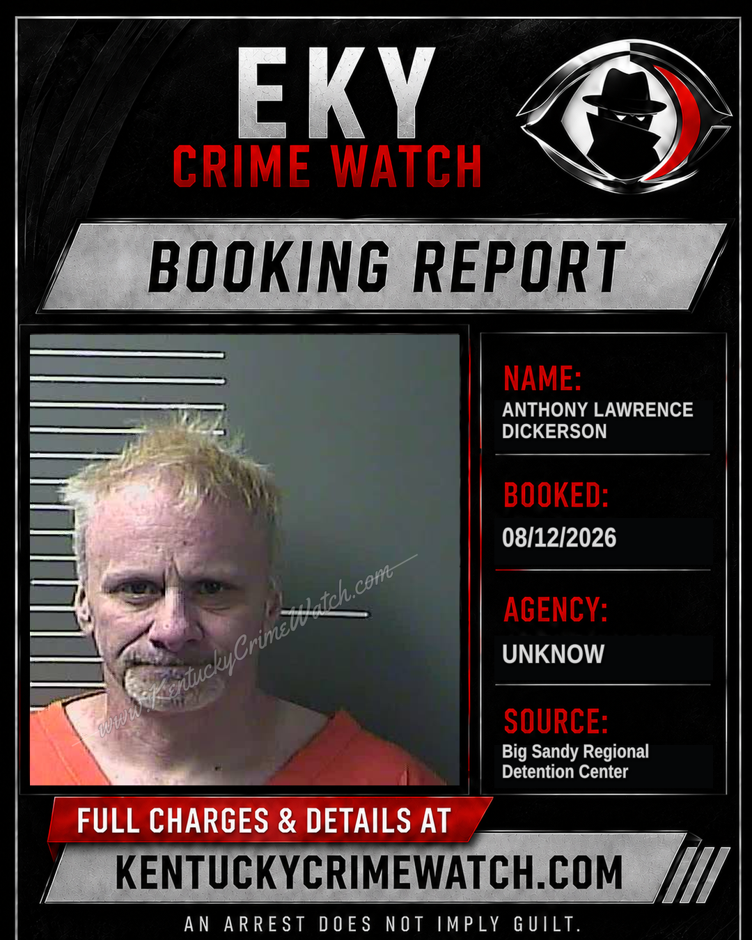 ANTHONY Lawrence DICKERSON booking report card