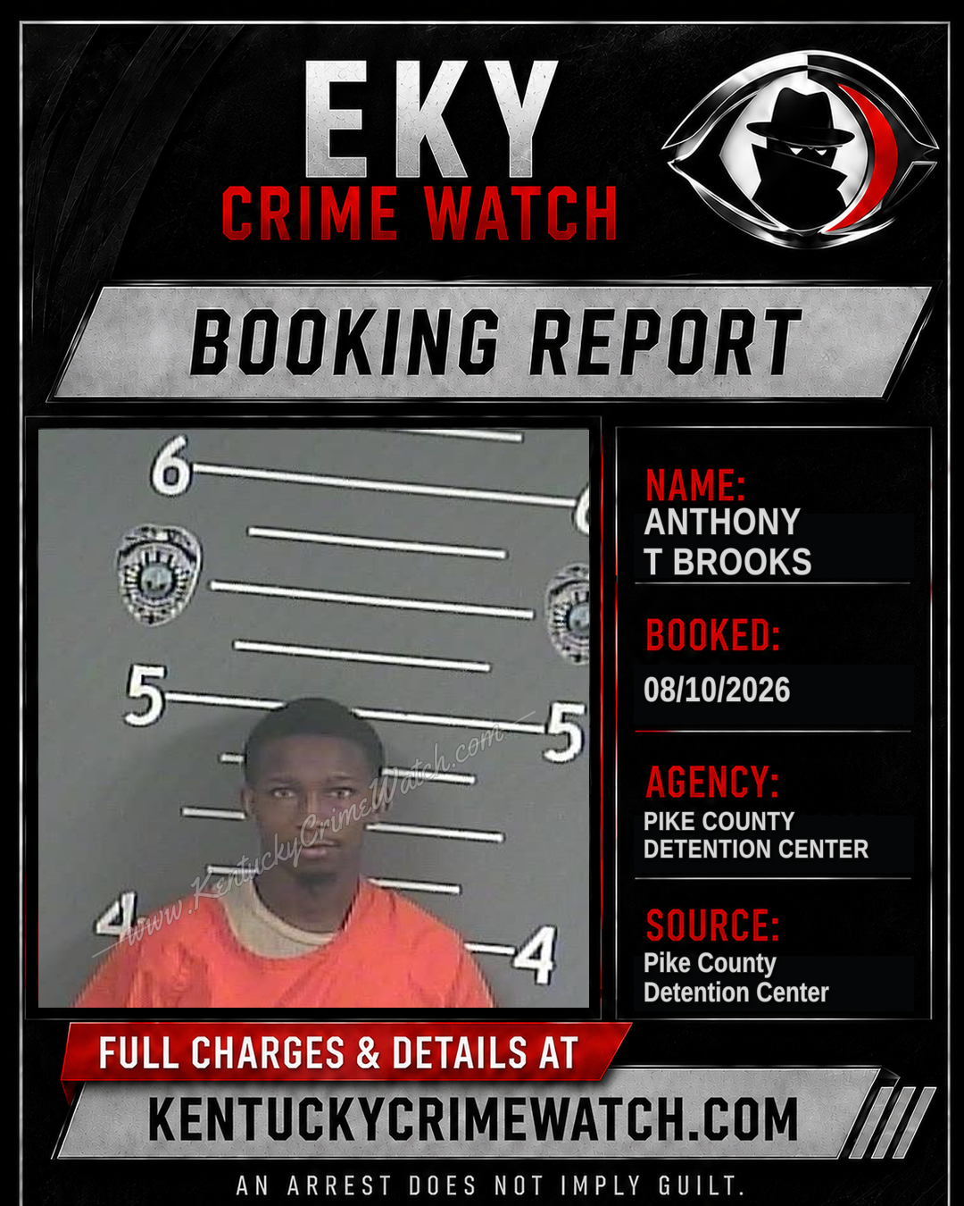 ANTHONY T BROOKS booking report card