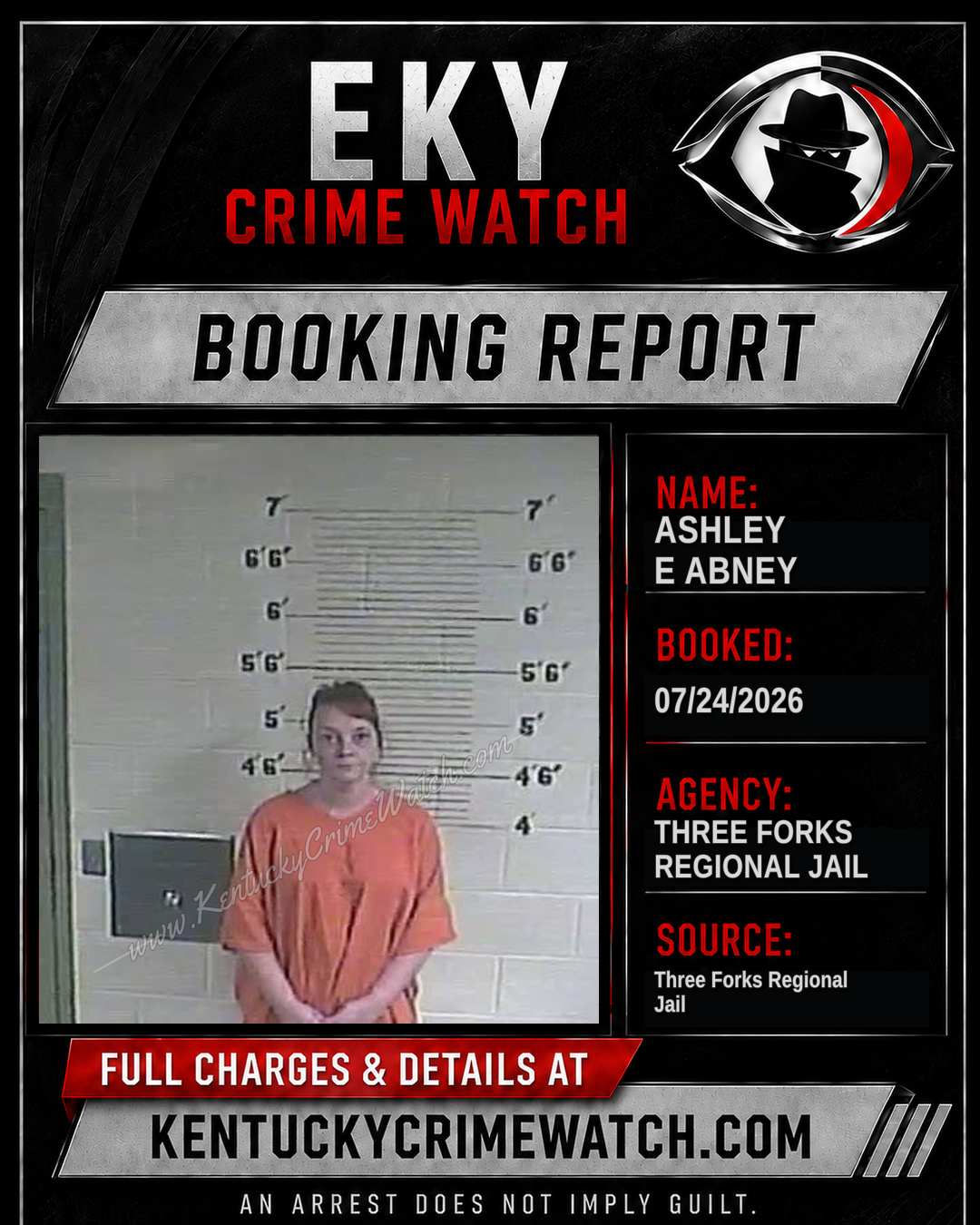 Ashley E Abney booking report card