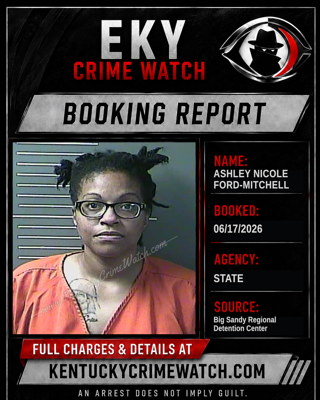 ASHLEY Nicole FORD-MITCHELL booking report card