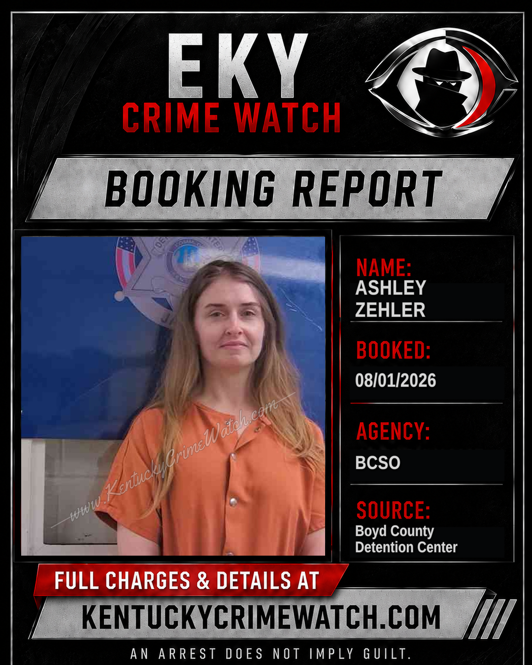 ASHLEY ZEHLER booking report card