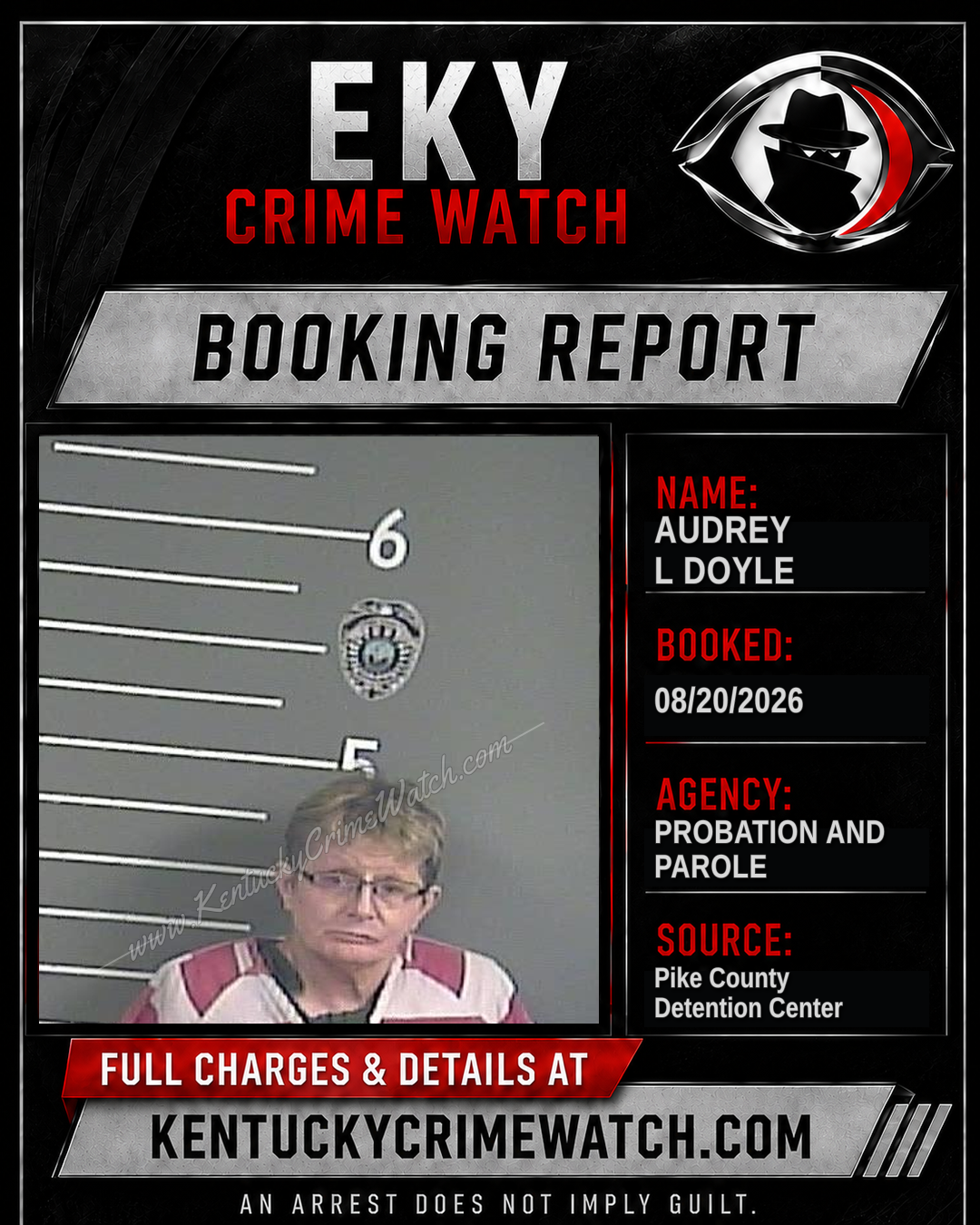 AUDREY L DOYLE booking report card