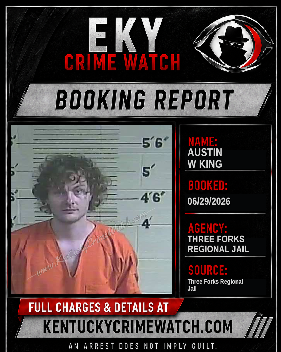 Austin W King booking report card