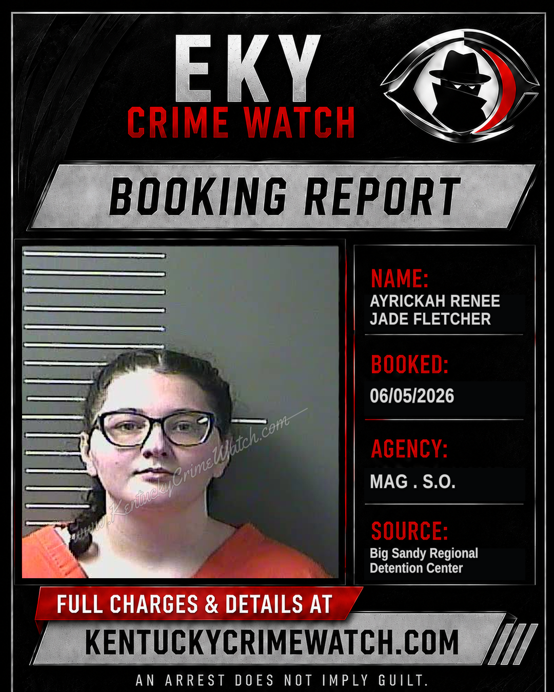 AYRICKAH RENEE JADE FLETCHER booking report card