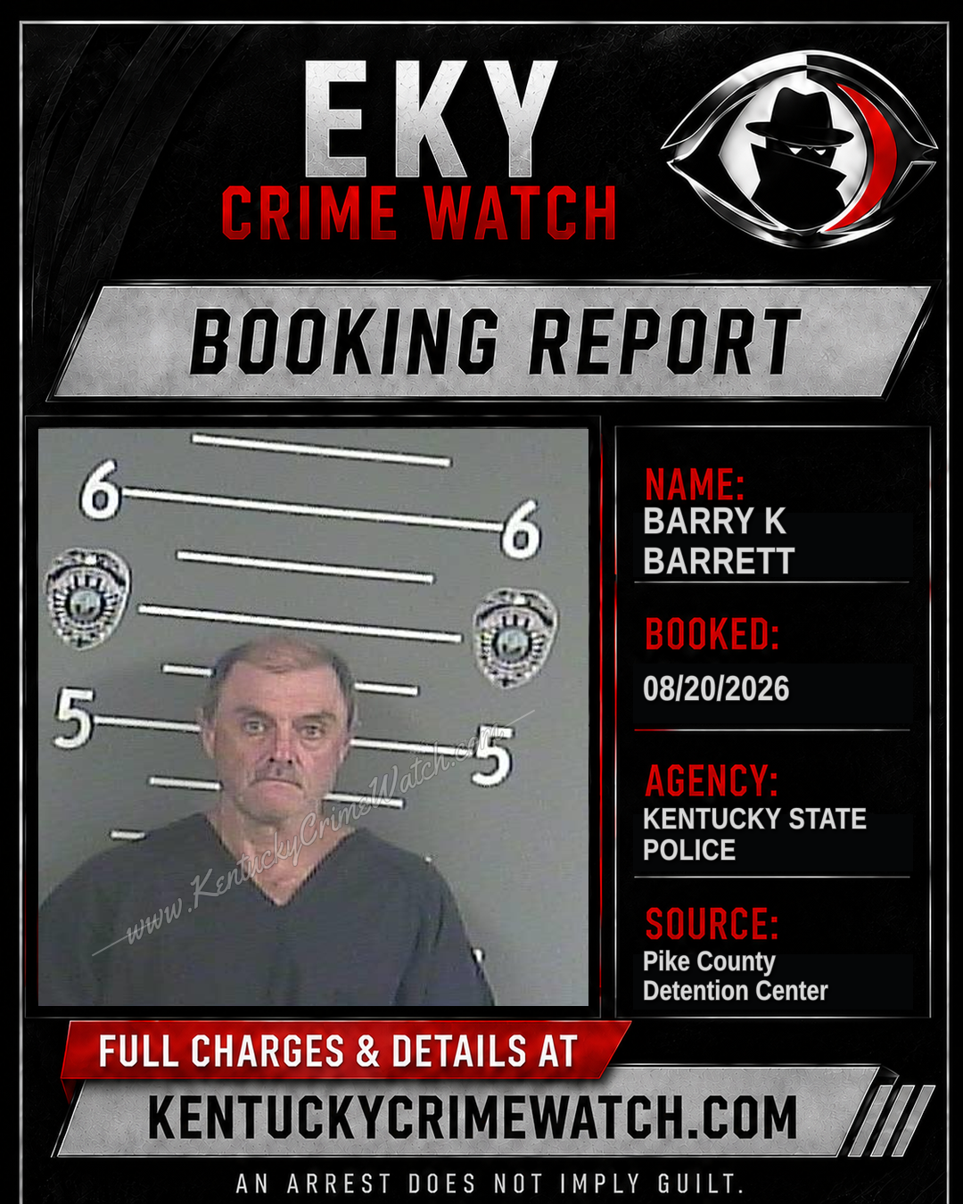 BARRY K BARRETT booking report card