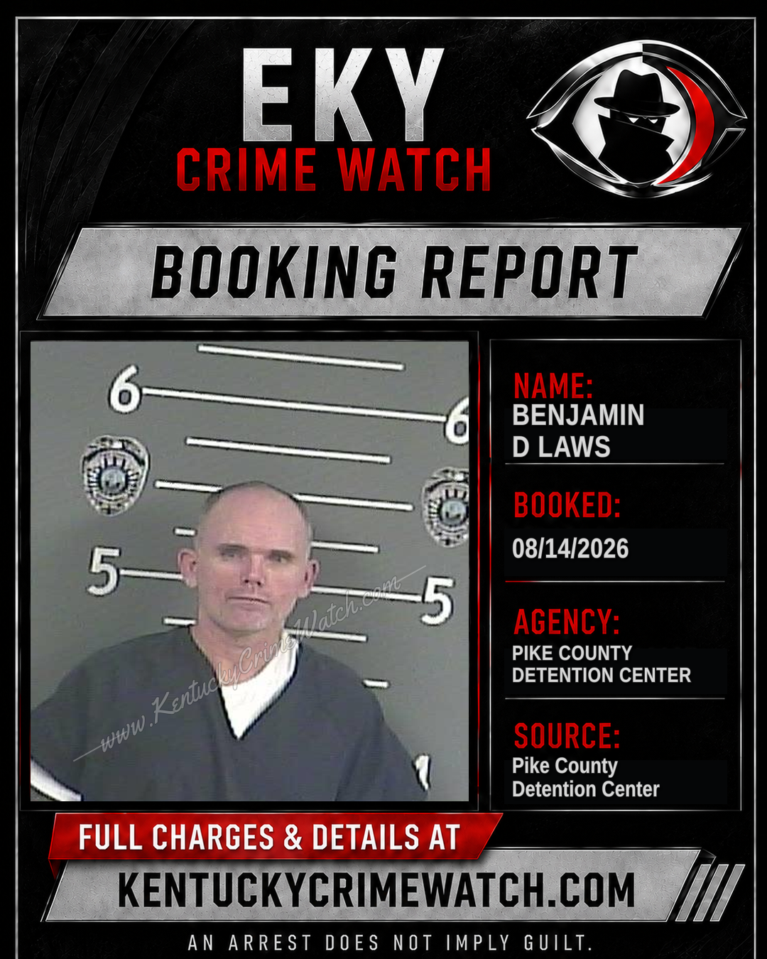 BENJAMIN D LAWS booking report card
