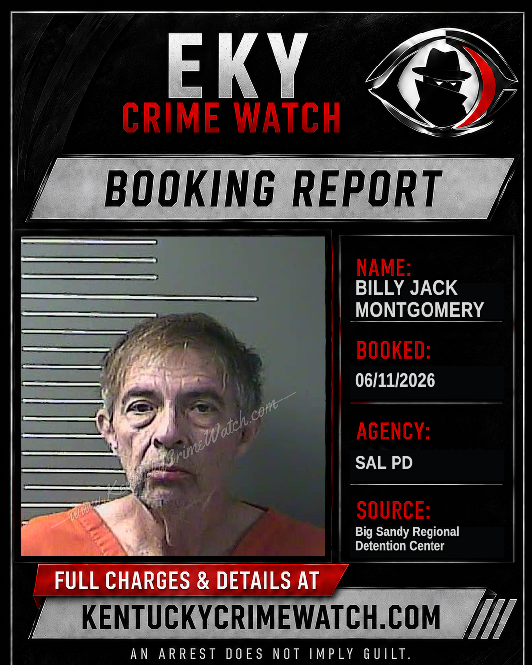 BILLY JACK MONTGOMERY booking report card