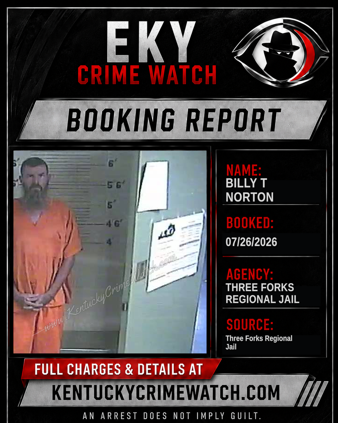 Billy T Norton booking report card