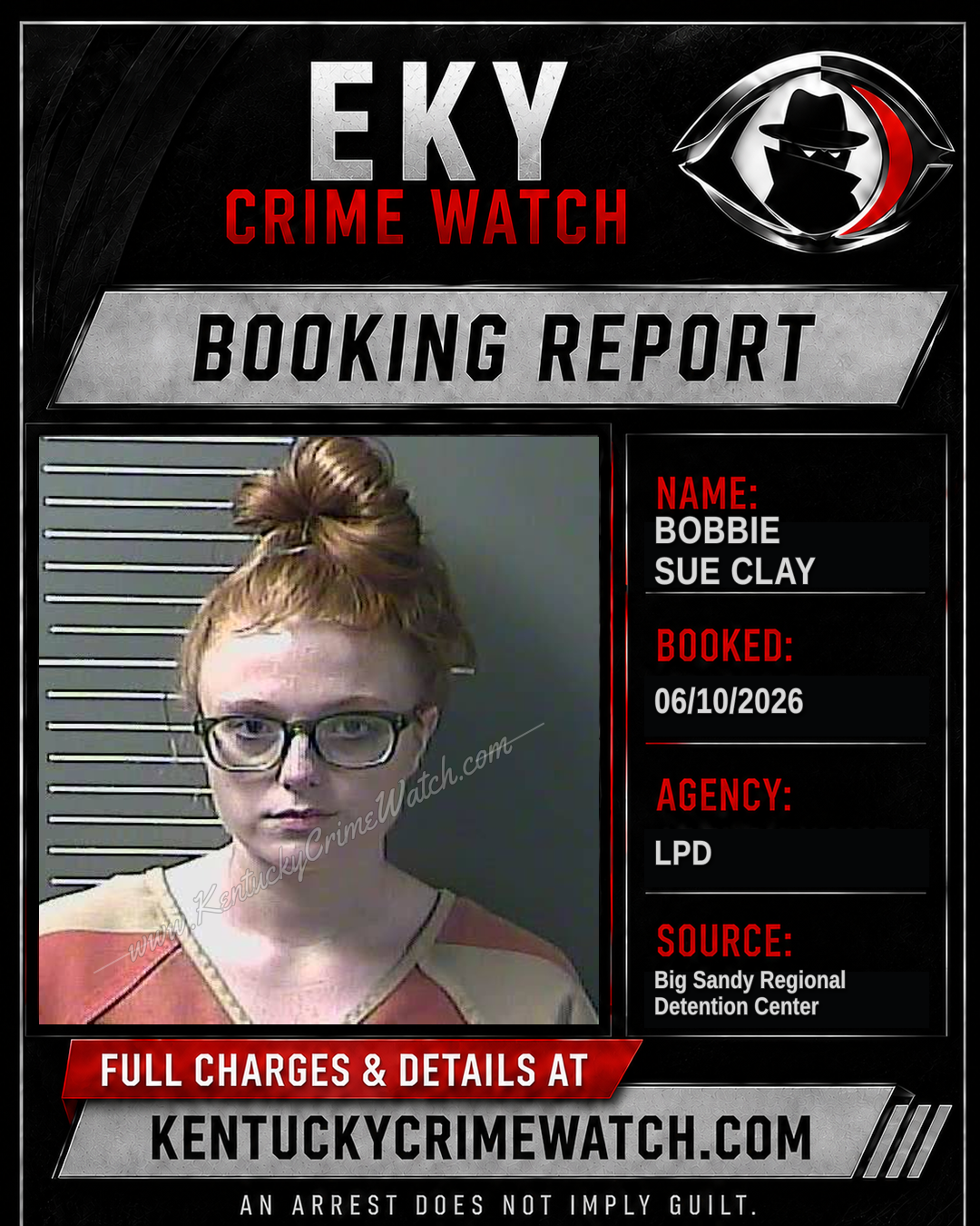 BOBBIE SUE CLAY booking report card