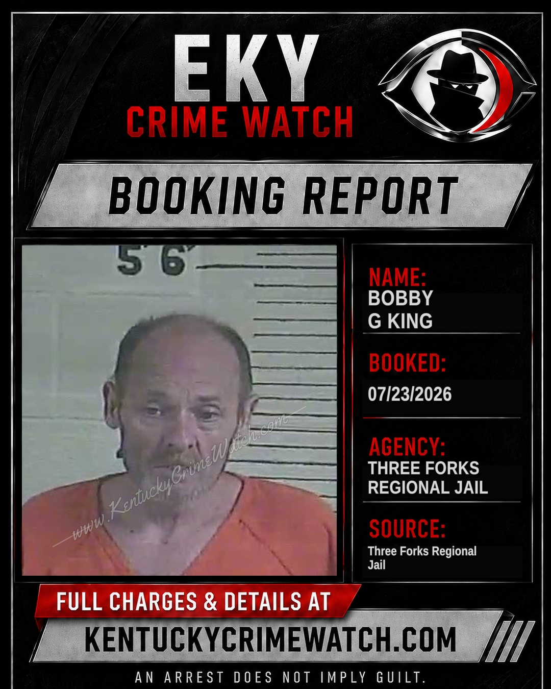 Bobby G King booking report card