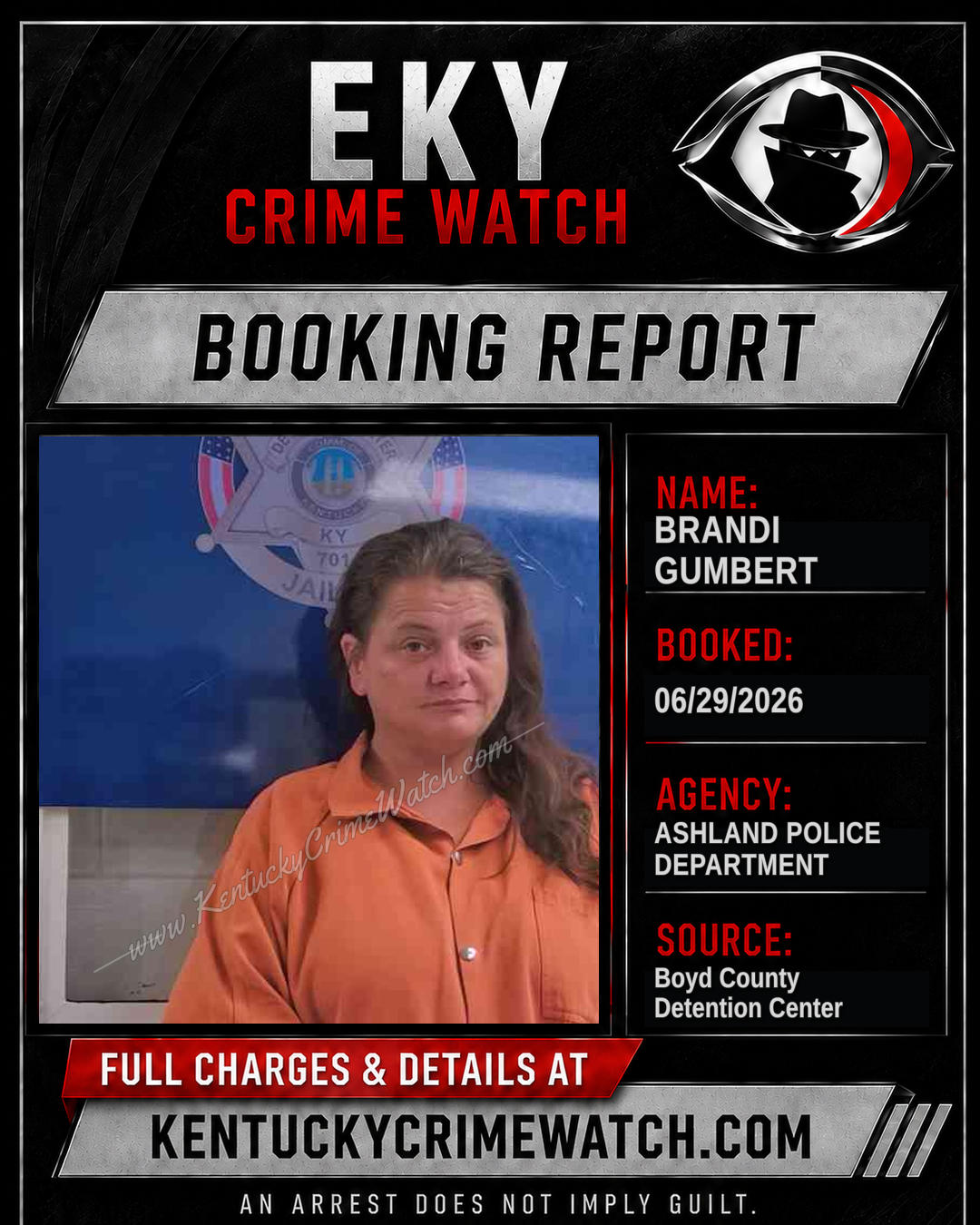 BRANDI GUMBERT booking report card