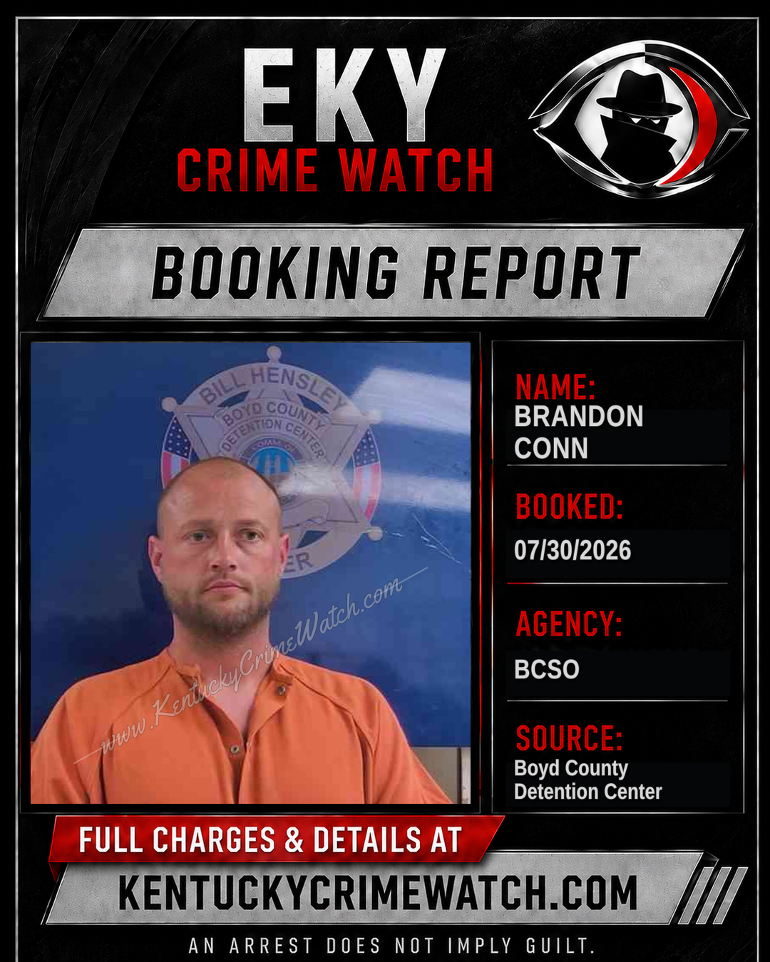 BRANDON CONN booking report card