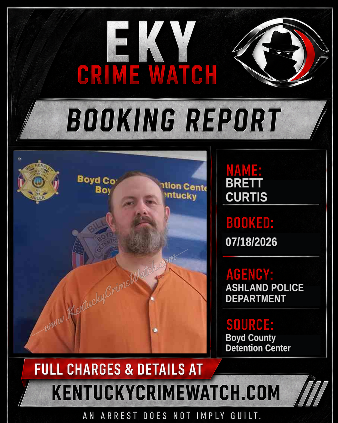 BRETT CURTIS booking report card