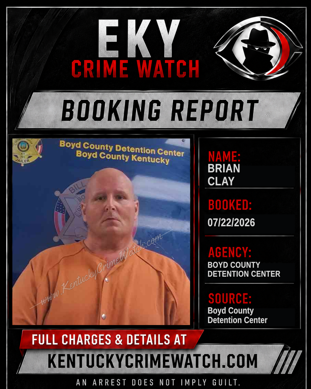 BRIAN CLAY booking report card
