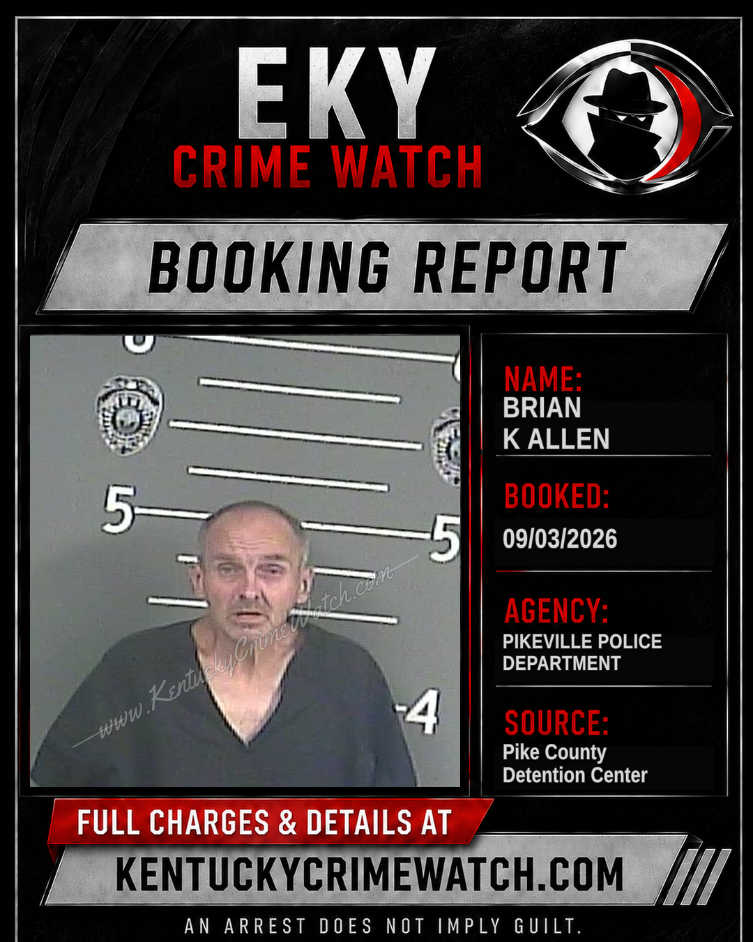 BRIAN K ALLEN booking report card