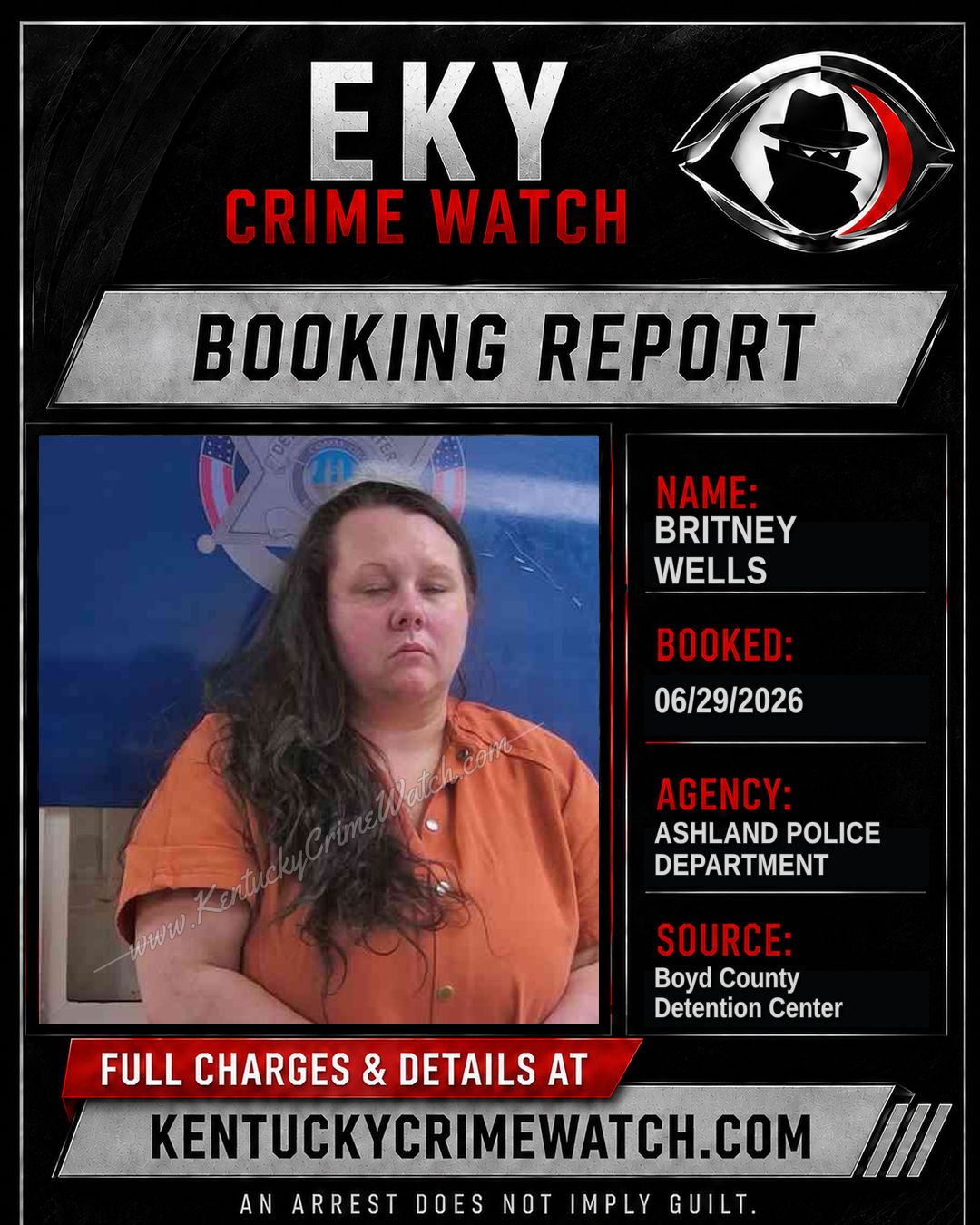 BRITNEY WELLS booking report card