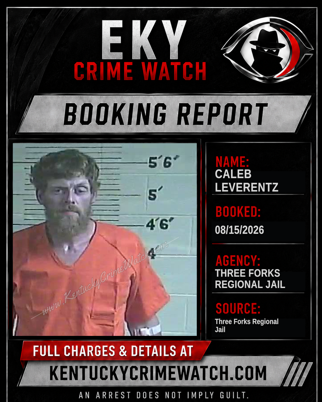 Caleb Leverentz booking report card