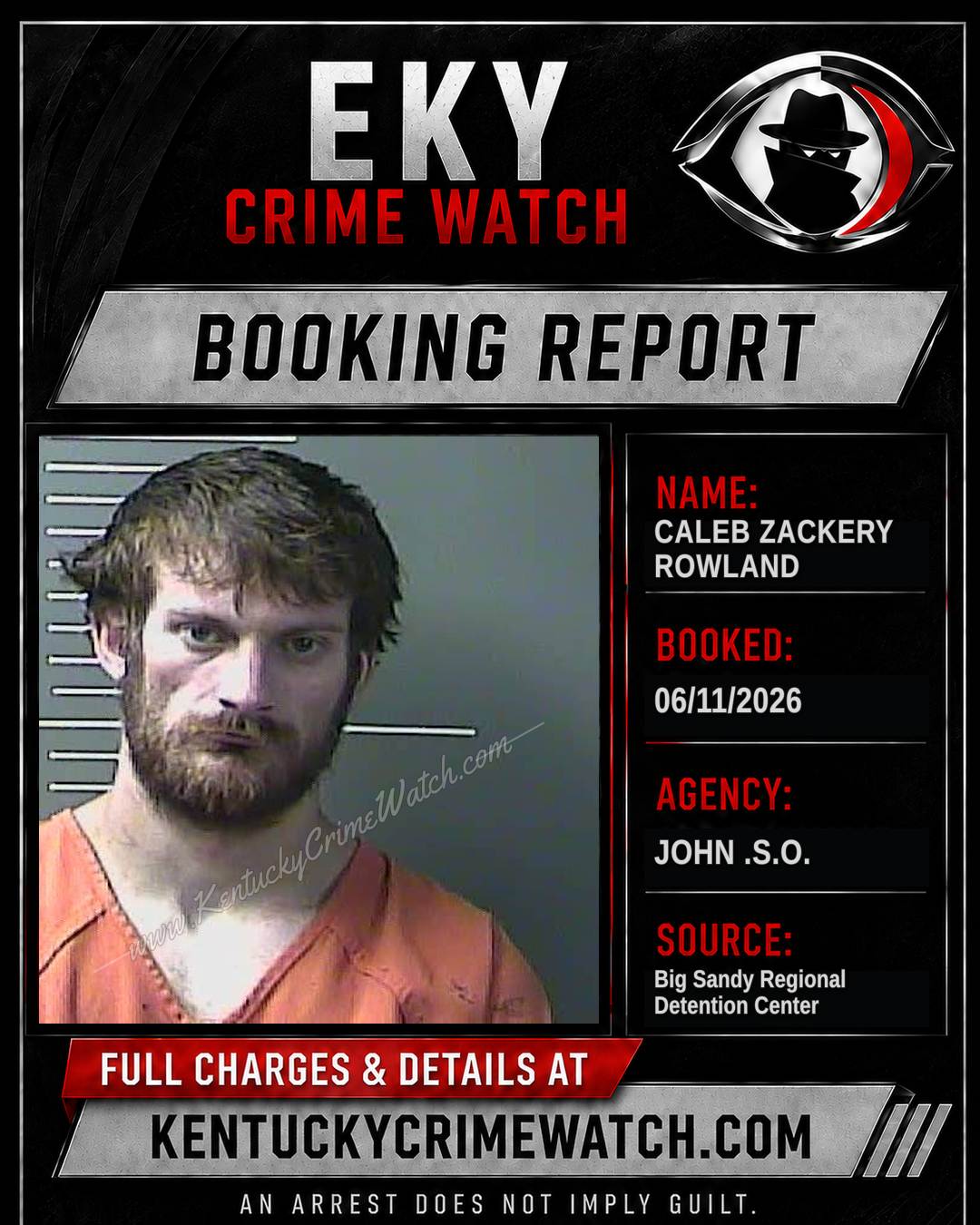 CALEB ZACKERY ROWLAND booking report card