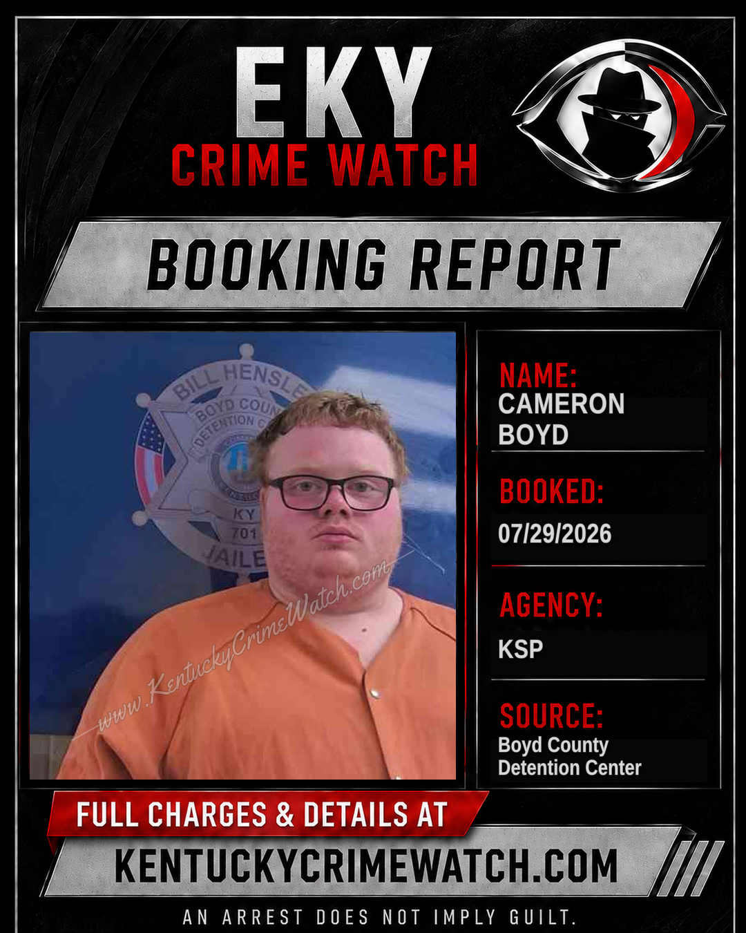 CAMERON BOYD booking report card