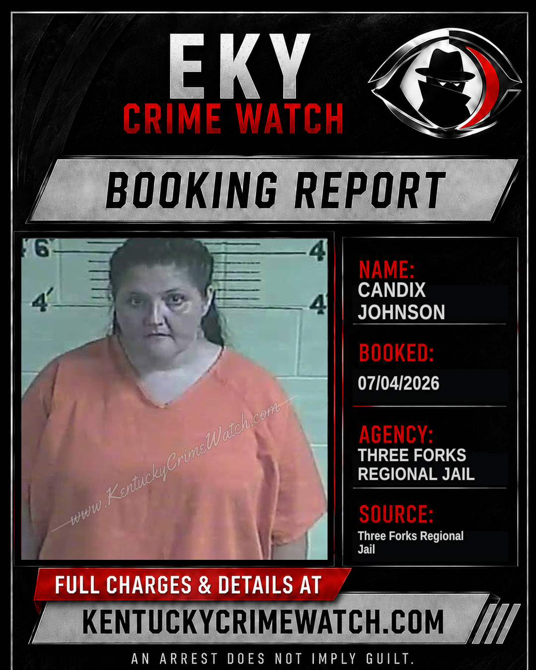 Candix Johnson booking report card