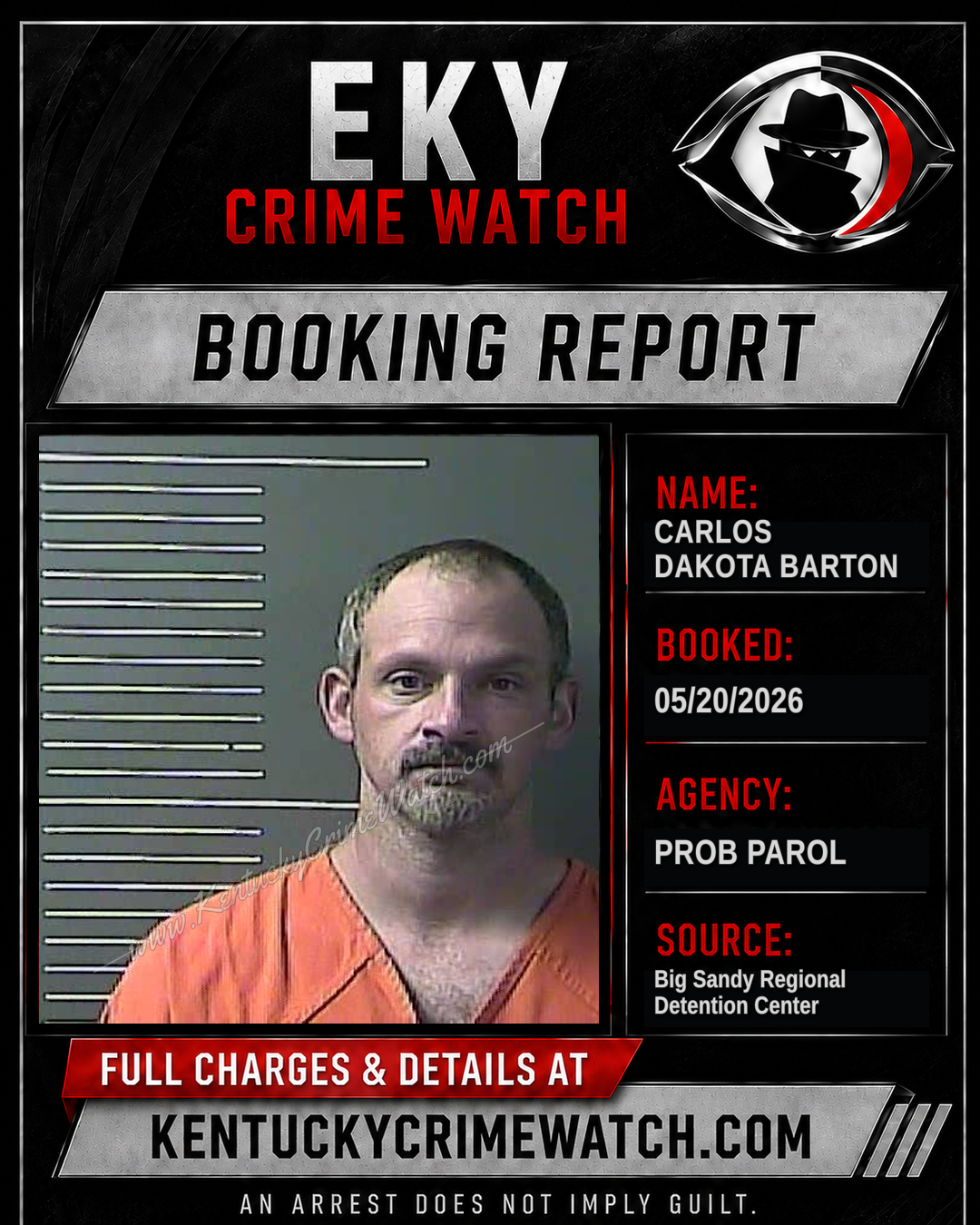 CARLOS DAKOTA BARTON booking report card