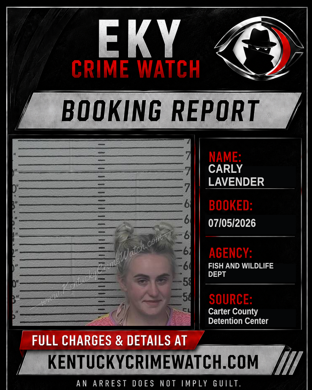 CARLY LAVENDER booking report card