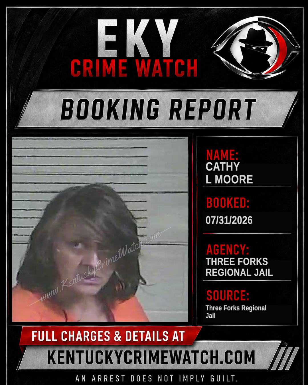 Cathy L Moore booking report card