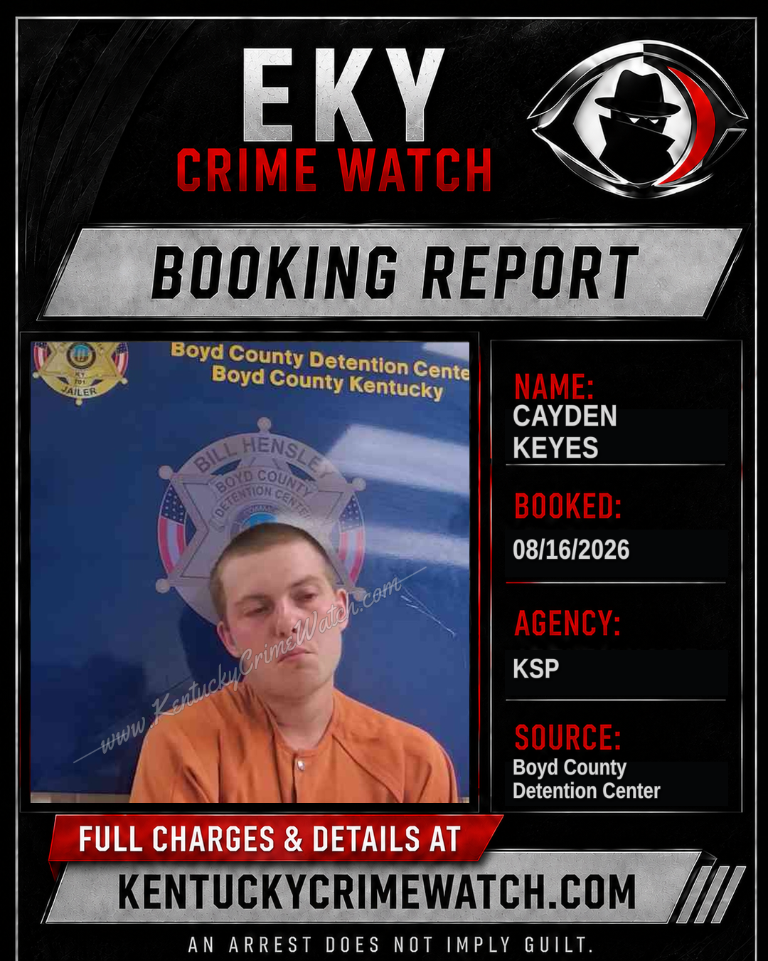 CAYDEN KEYES booking report card