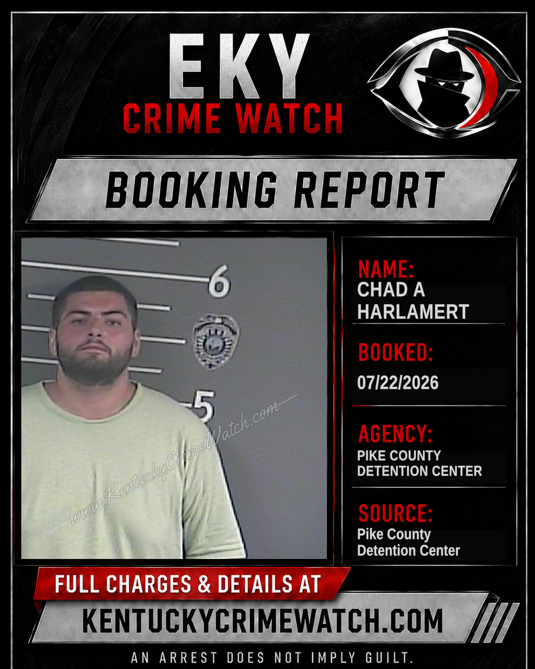 CHAD A HARLAMERT booking report card