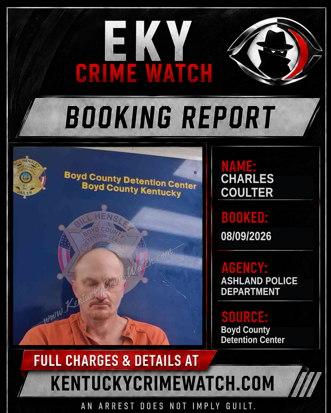 CHARLES COULTER booking report card