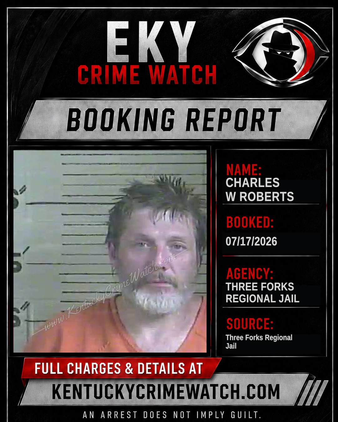 Charles W Roberts booking report card