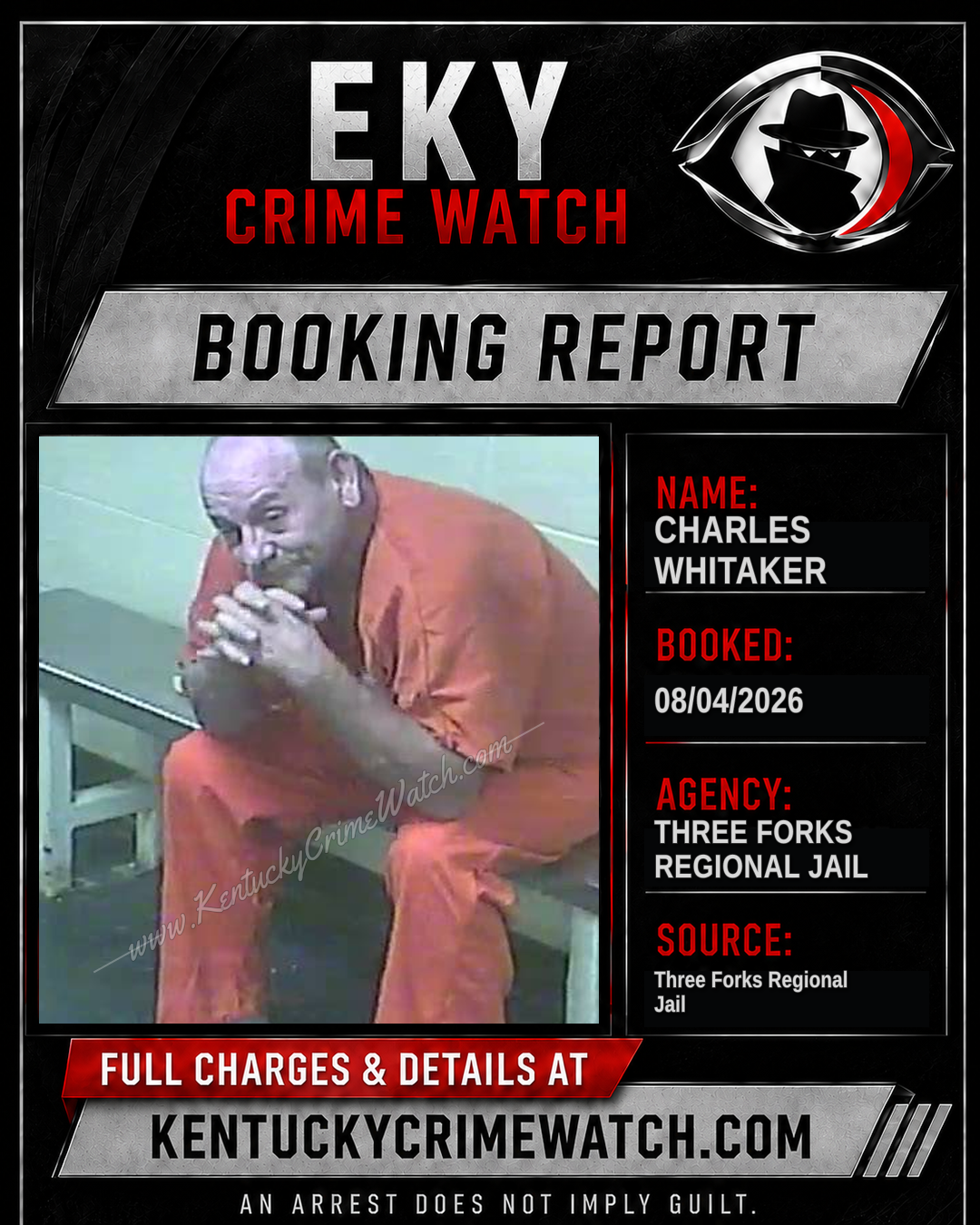 CHARLES WHITAKER booking report card