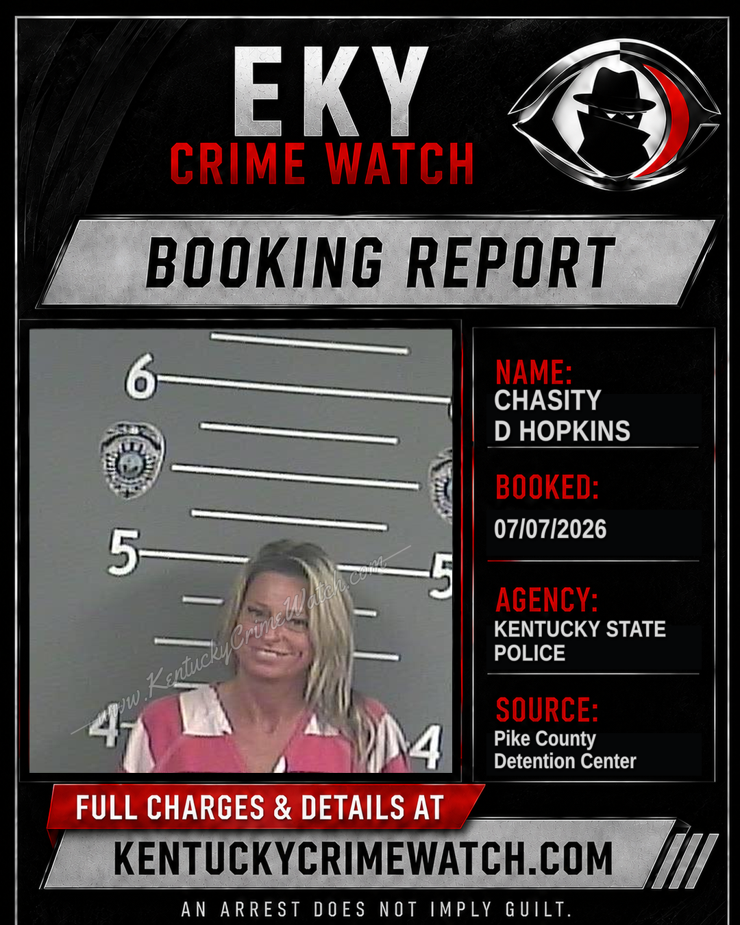 CHASITY D HOPKINS booking report card