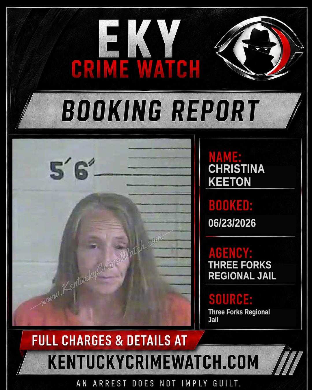 Christina Keeton booking report card