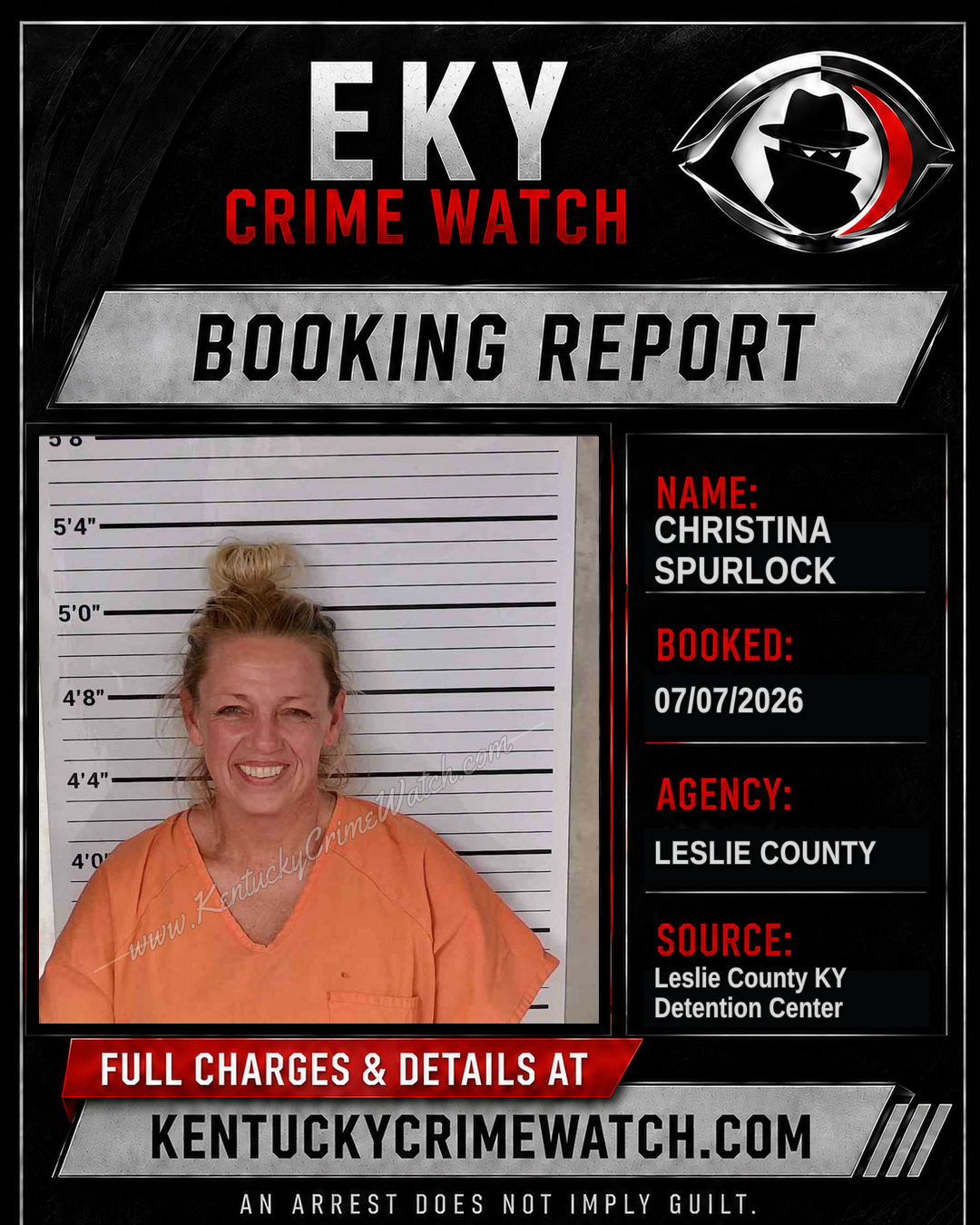 CHRISTINA SPURLOCK booking report card