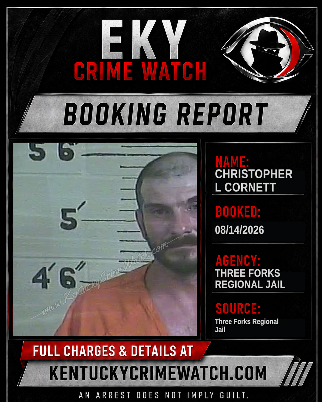 Christopher L Cornett booking report card