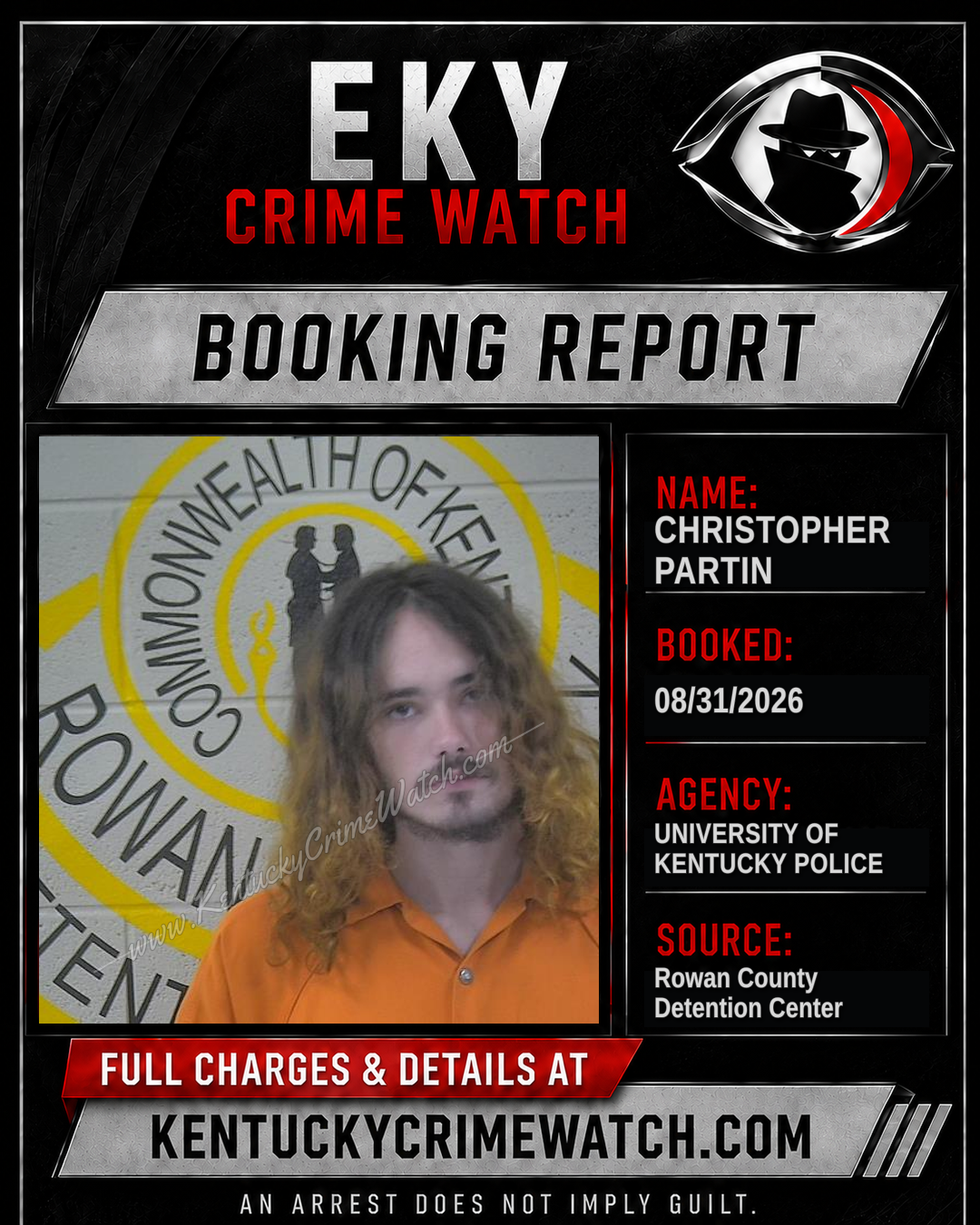 CHRISTOPHER PARTIN booking report card