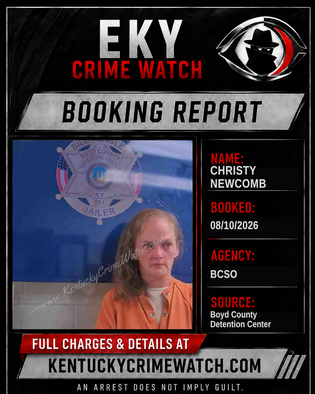 CHRISTY NEWCOMB booking report card